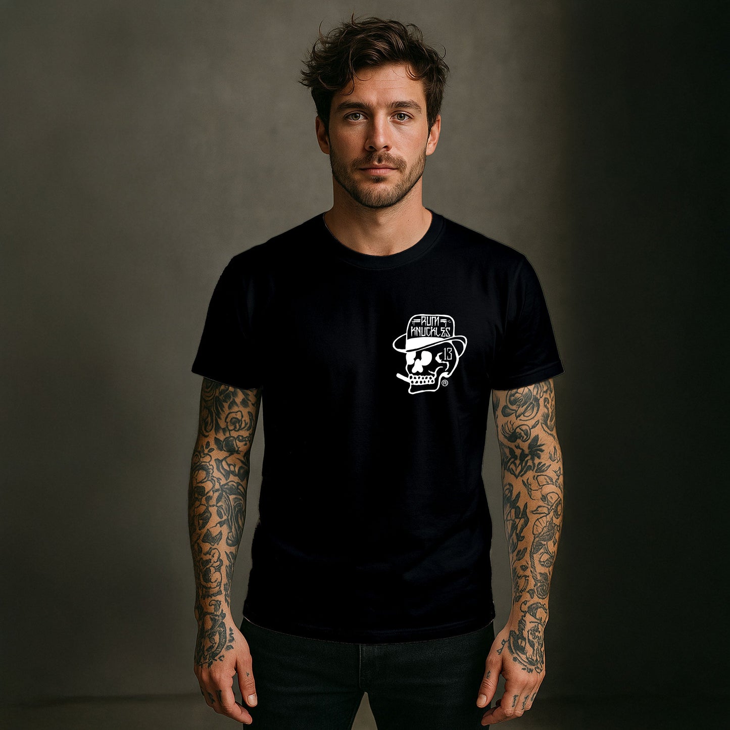 Rum Knuckles - Classic OG Skull T-Shirt - Black