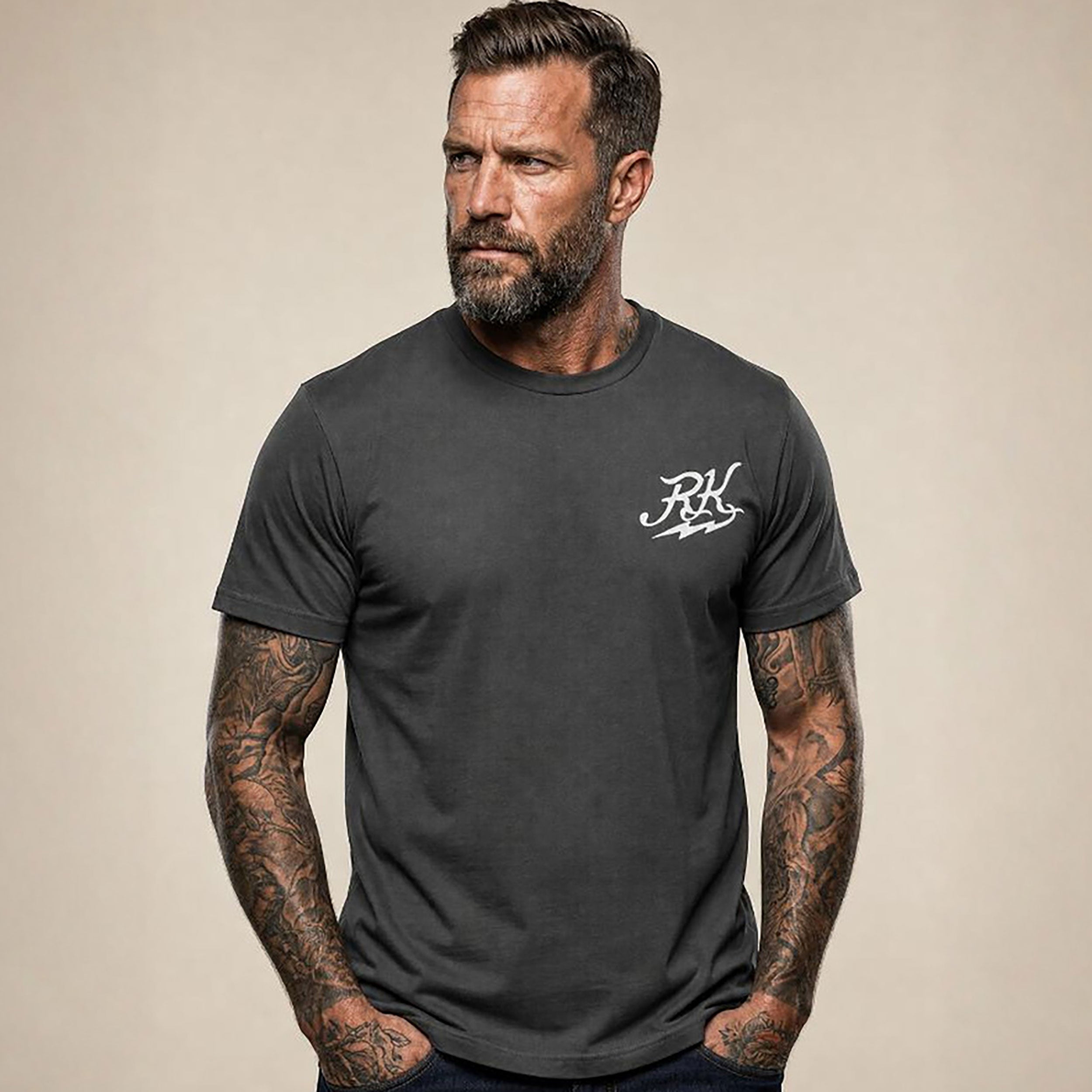 RUM KNUCKLES Crossbones T-Shirt Charcoal