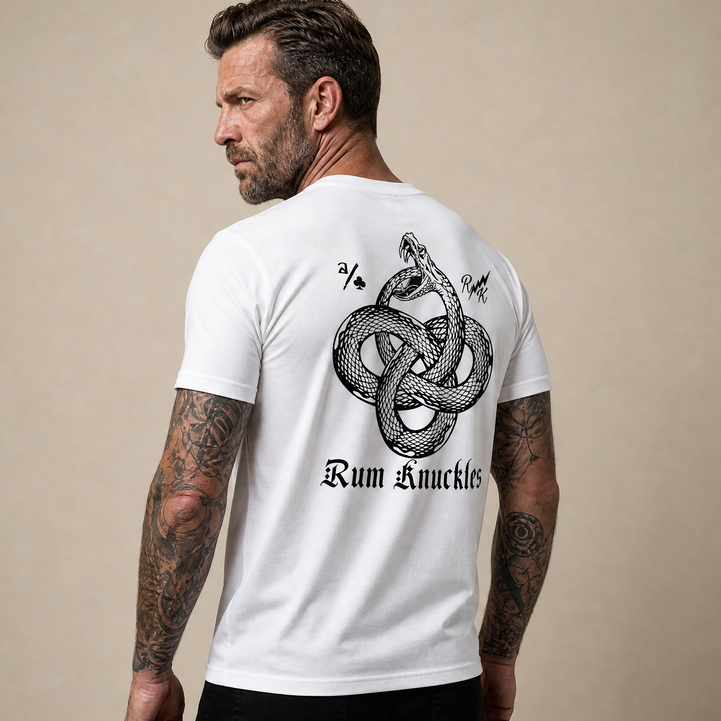RUM KNUCKLES Eternal Snake T-Shirt White