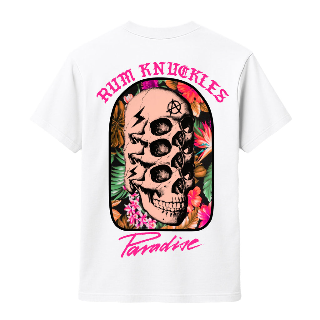 RUM KNUCKLES Paradise Skull T-Shirt White