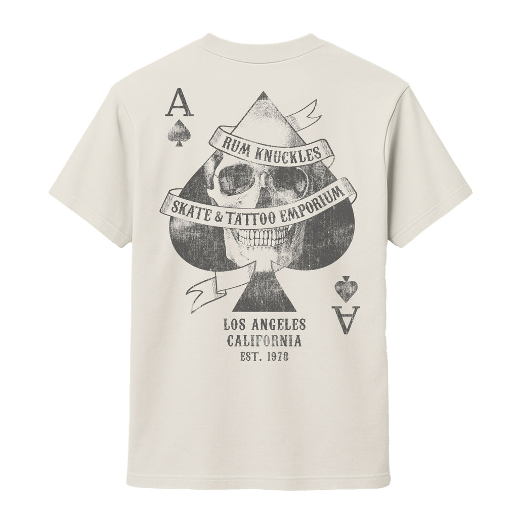 RUM KNUCKLES Skull Spades T-Shirt Natural