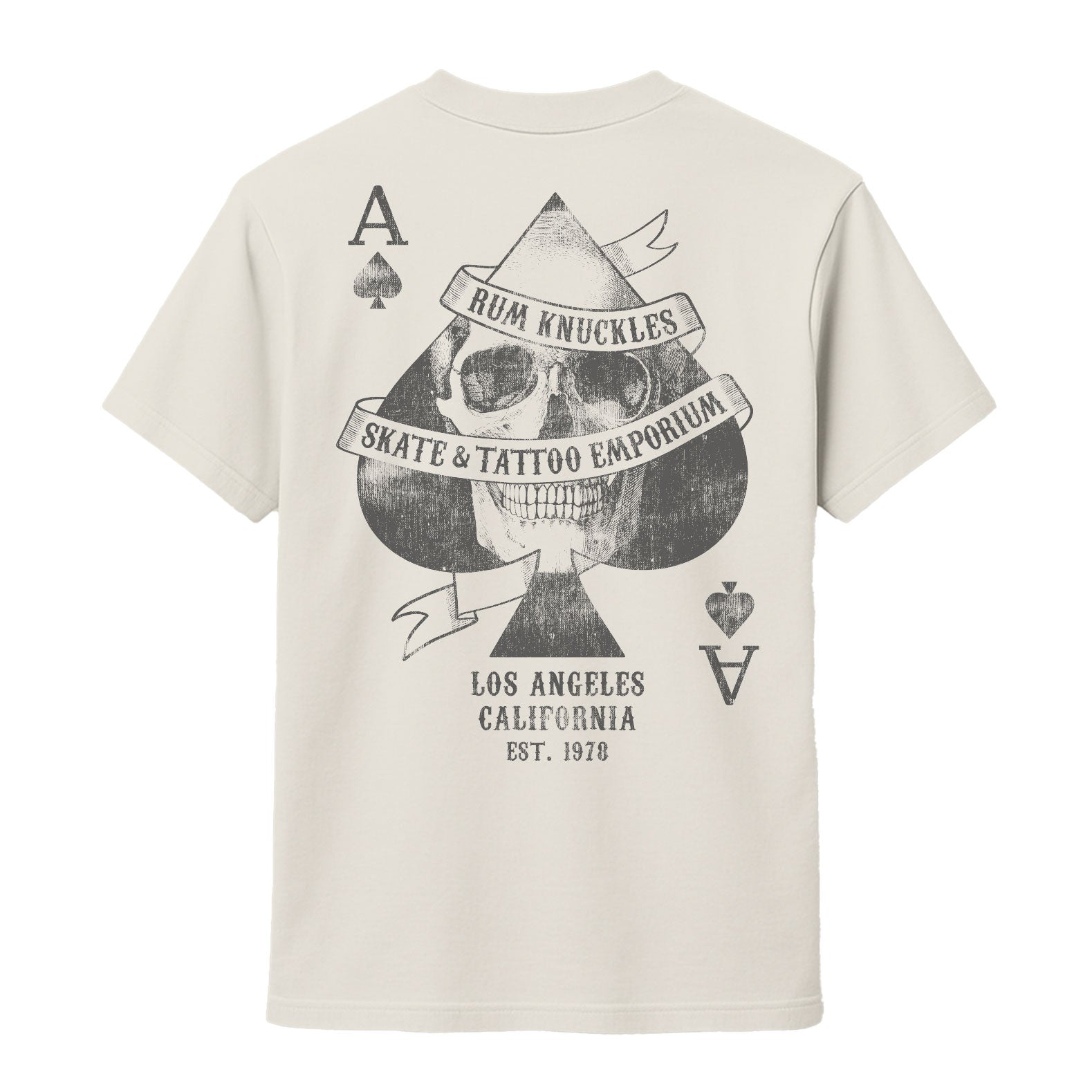 RUM KNUCKLES Skull Spades T-Shirt Natural
