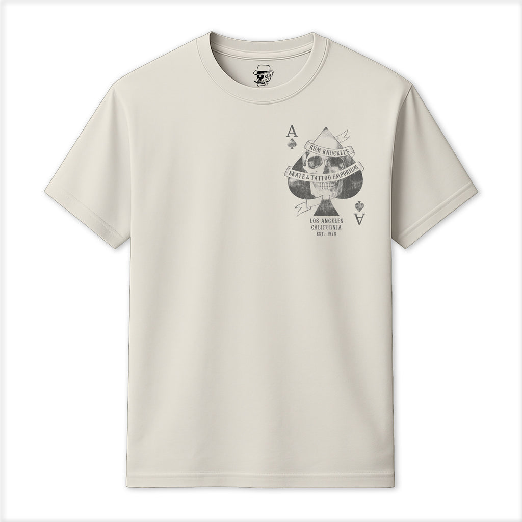 RUM KNUCKLES Skull Spades T-Shirt Natural