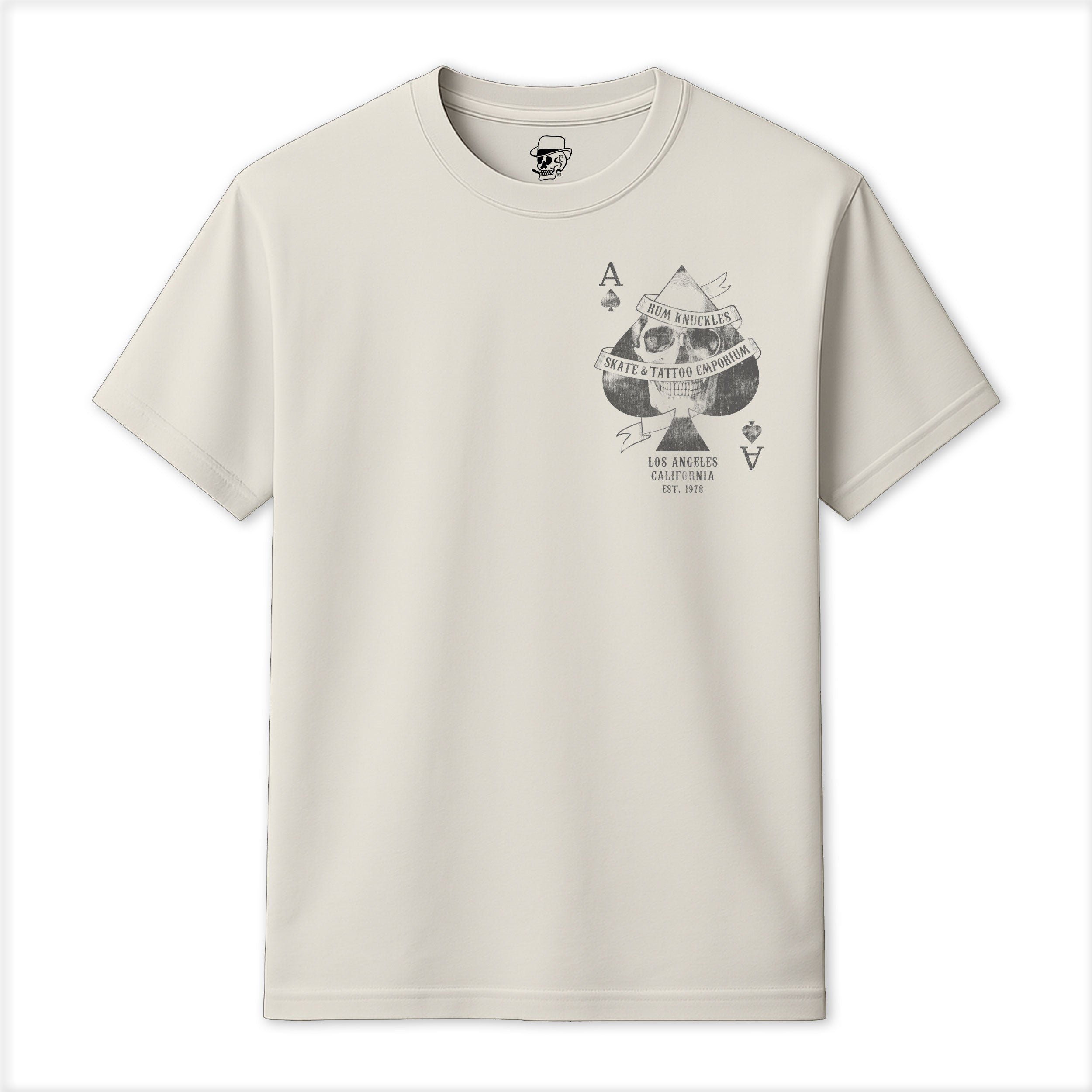 RUM KNUCKLES Skull Spades T-Shirt Natural