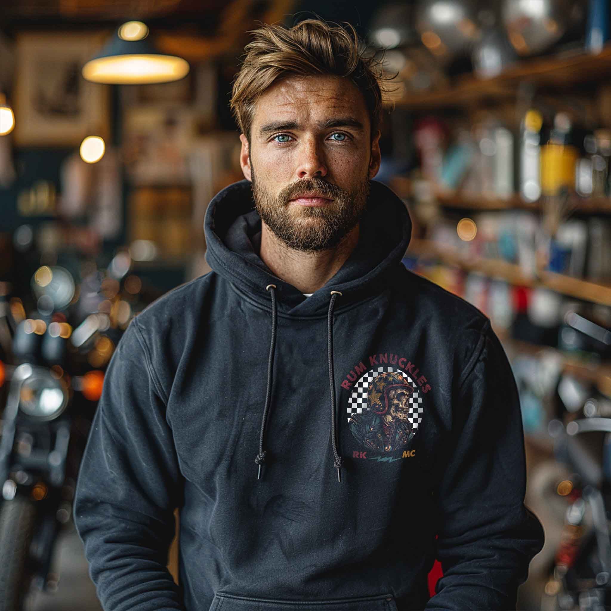 RUM KNUCKLES Skull Moto Hoodie
