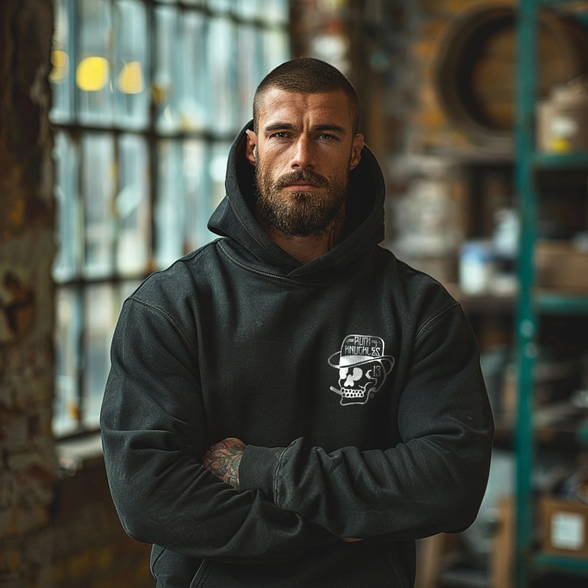 RUM KNUCKLES Smokin Skull Hoodie