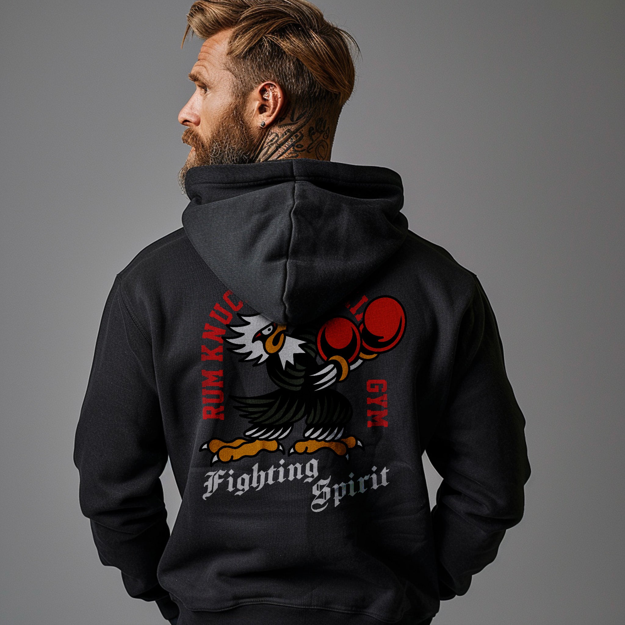 RUM KNUCKLES Boxing Eagle Hoodie Black