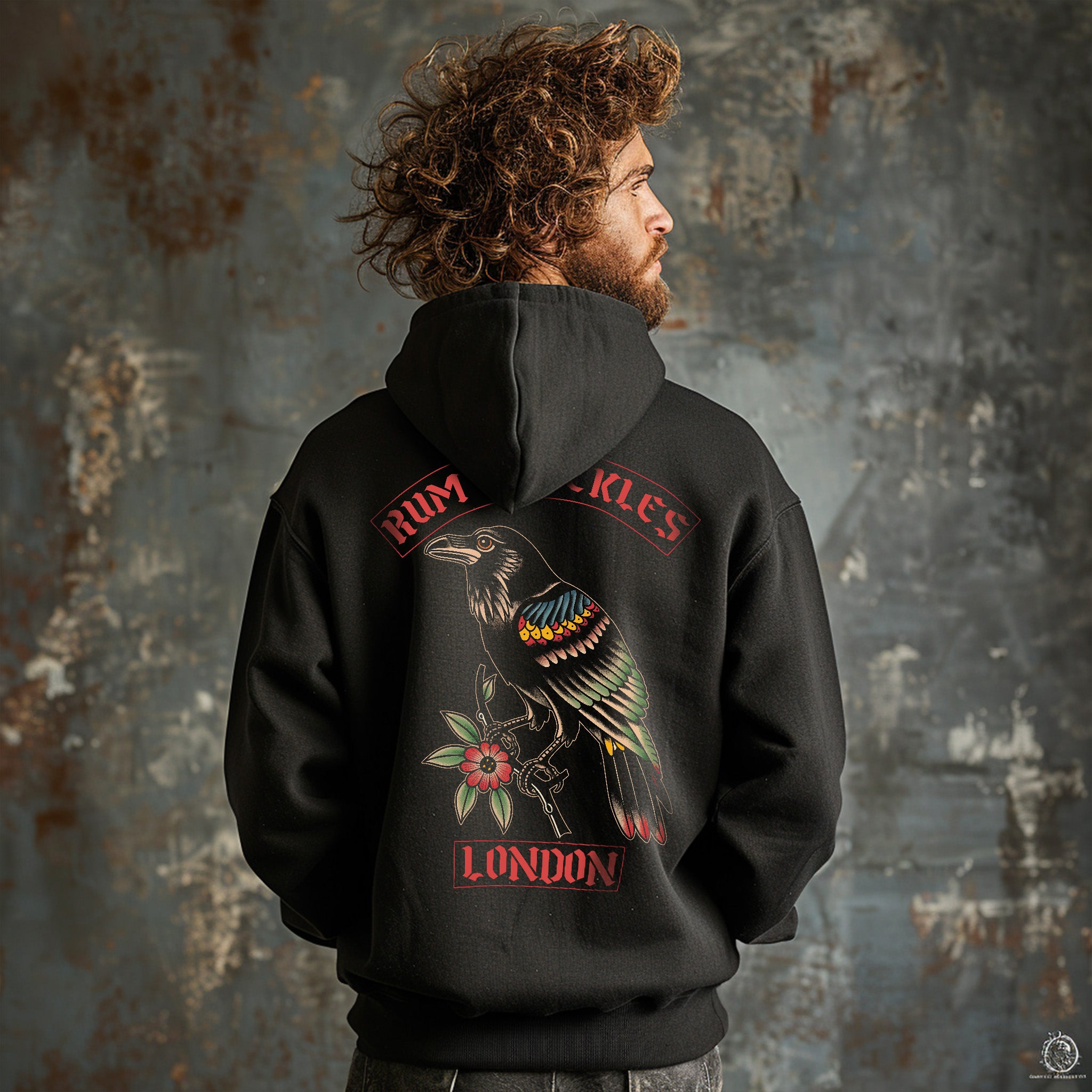 RUM KNUCKLES RVN Tower Hoodie Black