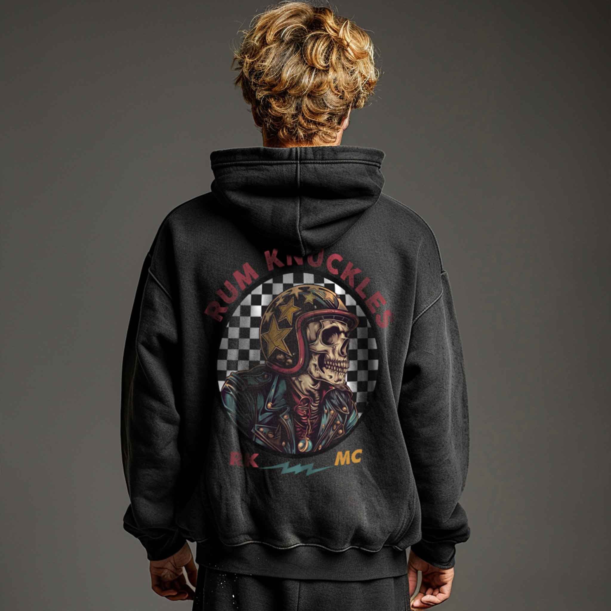 RUM KNUCKLES Skull Moto Hoodie Black