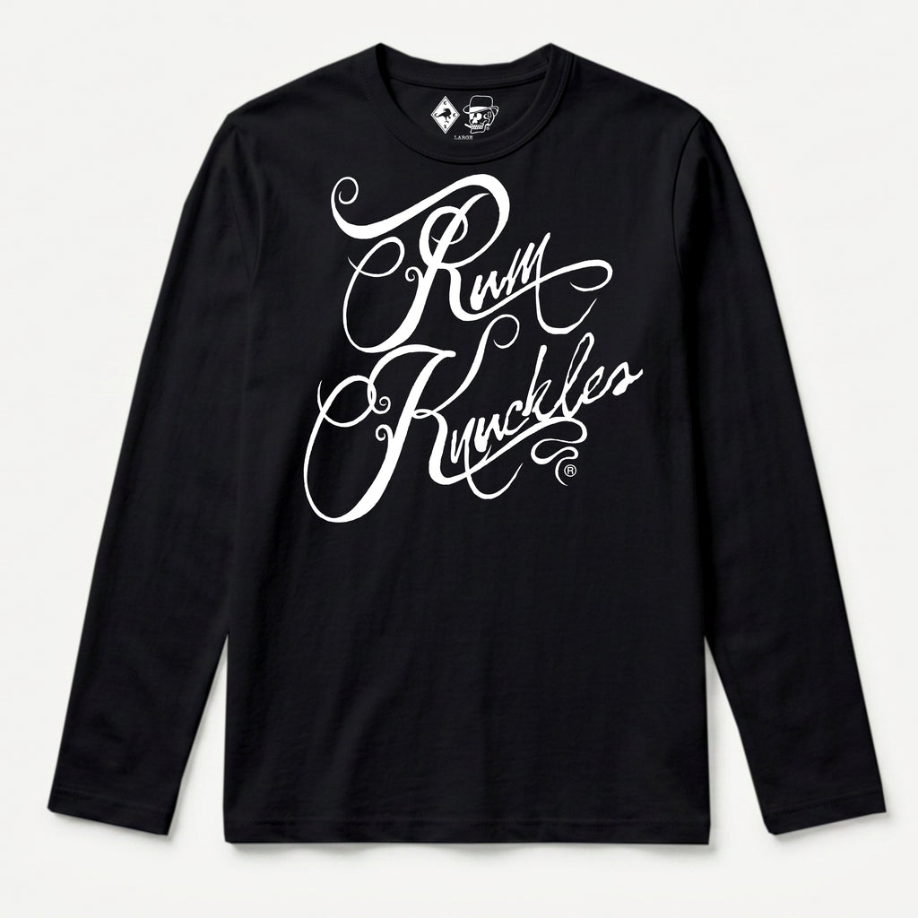 RUM KNUCKLES RK SCRIPT Long Sleeve Tee - Black - front