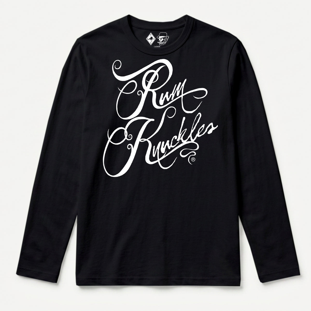 RUM KNUCKLES RK SCRIPT Long Sleeve Tee - Black - front
