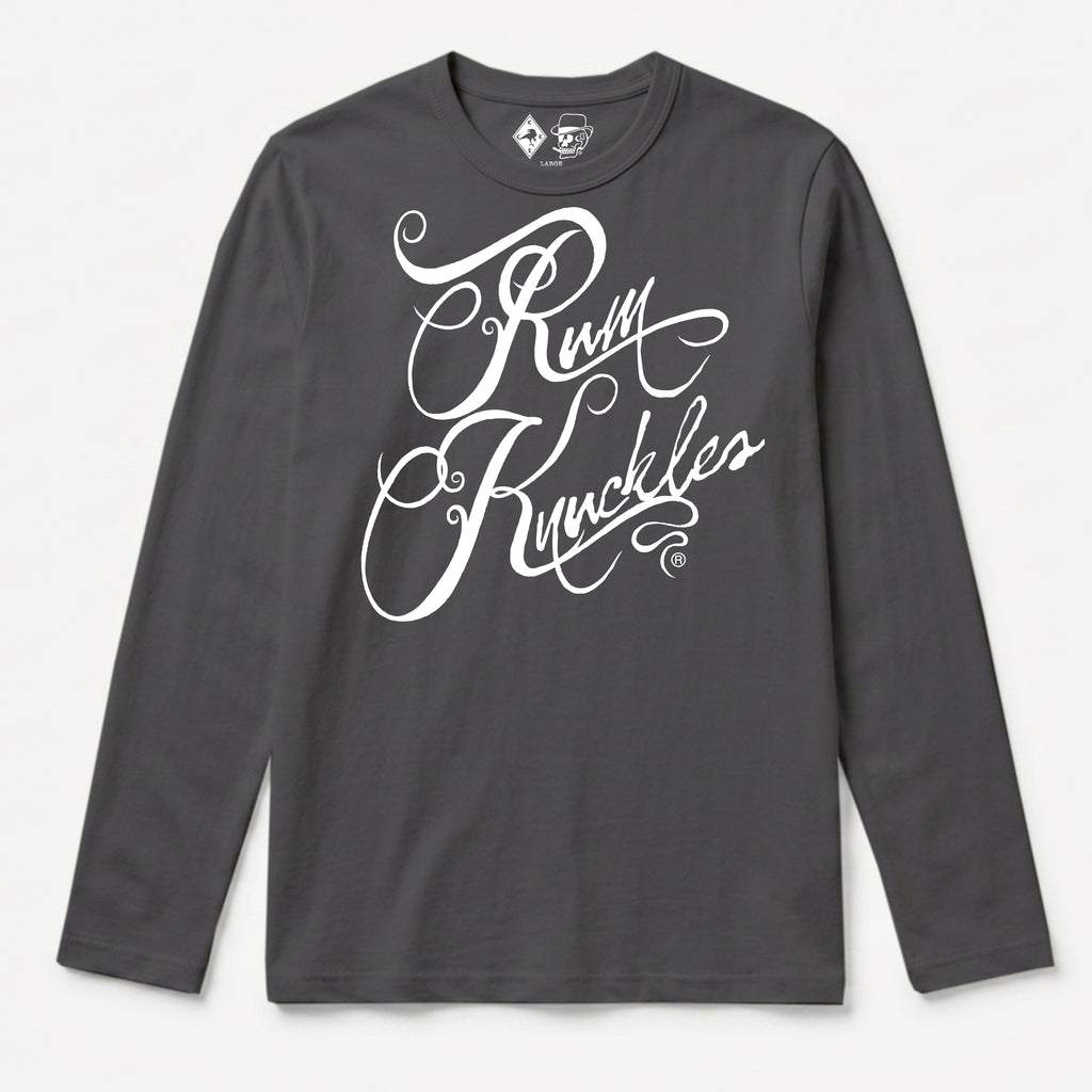 RUM KNUCKLES RK SCRIPT Long Sleeve Tee - Charcoal - front