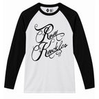 RUM KNUCKLES RK SCRIPT Baseball Tee - White/Black - front