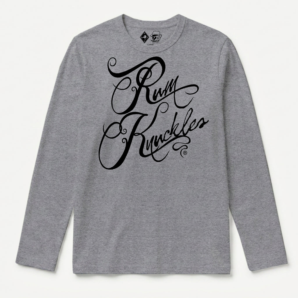 RUM KNUCKLES RK SCRIPT Long Sleeve Tee - Heather Grey - front