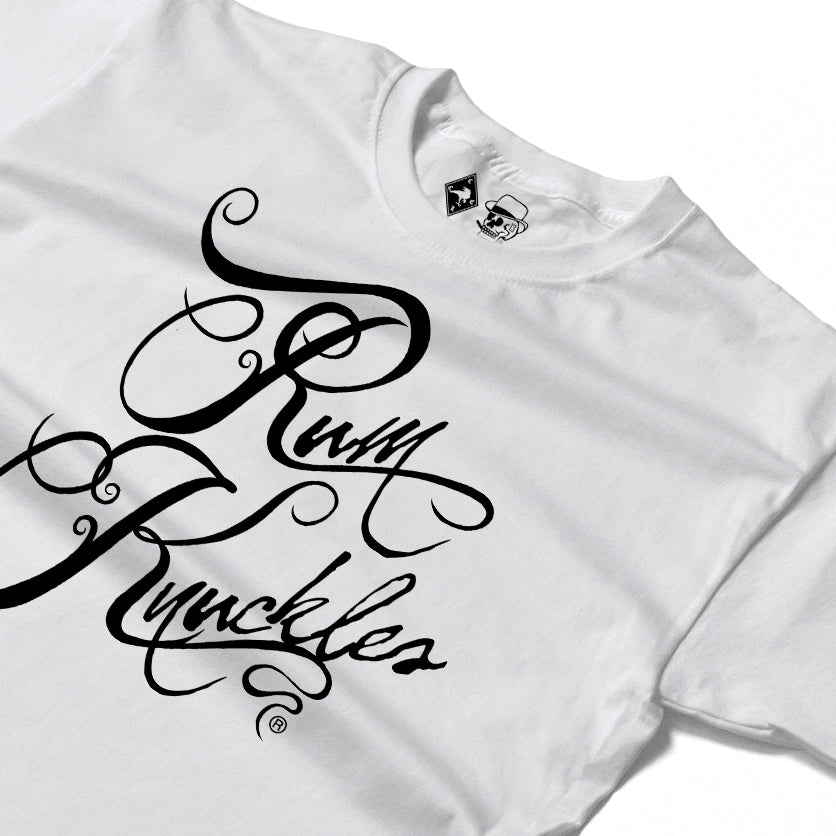 RUM KNUCKLES RK SCRIPT Long Sleeve Tee - White - detail