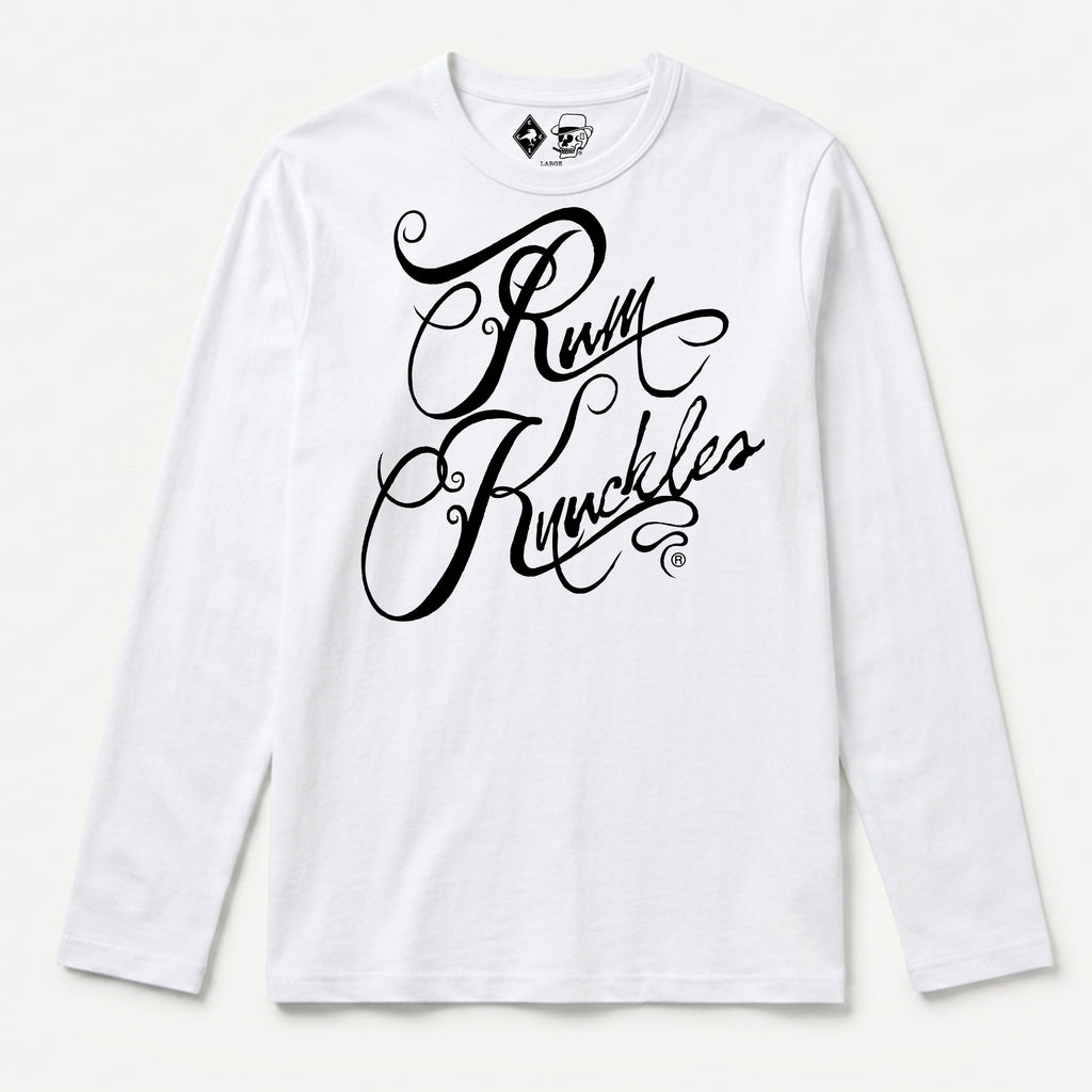RUM KNUCKLES RK SCRIPT Long Sleeve Tee - White - front