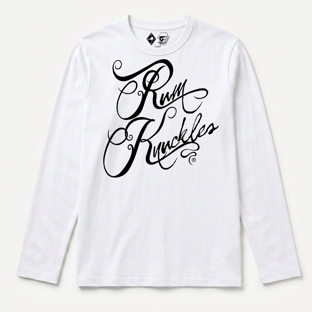 RUM KNUCKLES RK SCRIPT Long Sleeve Tee - White - front