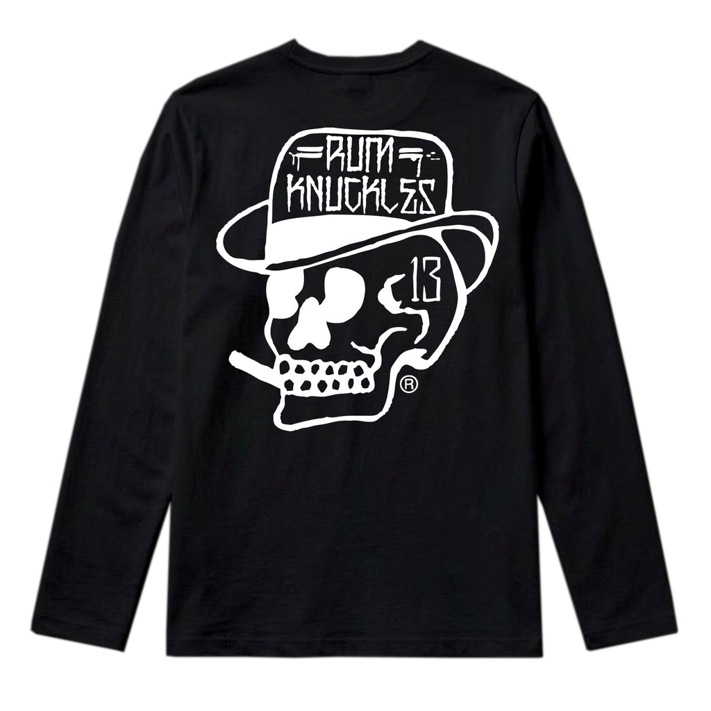 RUM KNUCKLES SMOKIN SKULL Long Sleeve Tee - Black - back