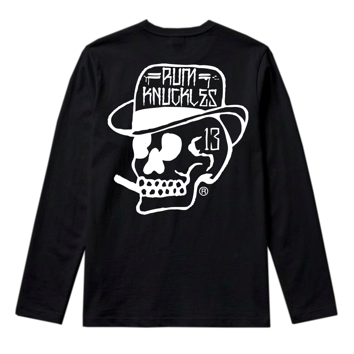RUM KNUCKLES SMOKIN SKULL Long Sleeve Tee - Black - back