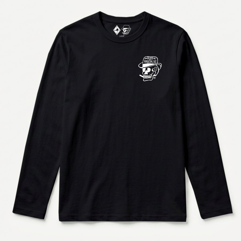 RUM KNUCKLES SMOKIN SKULL Long Sleeve Tee - Black - front