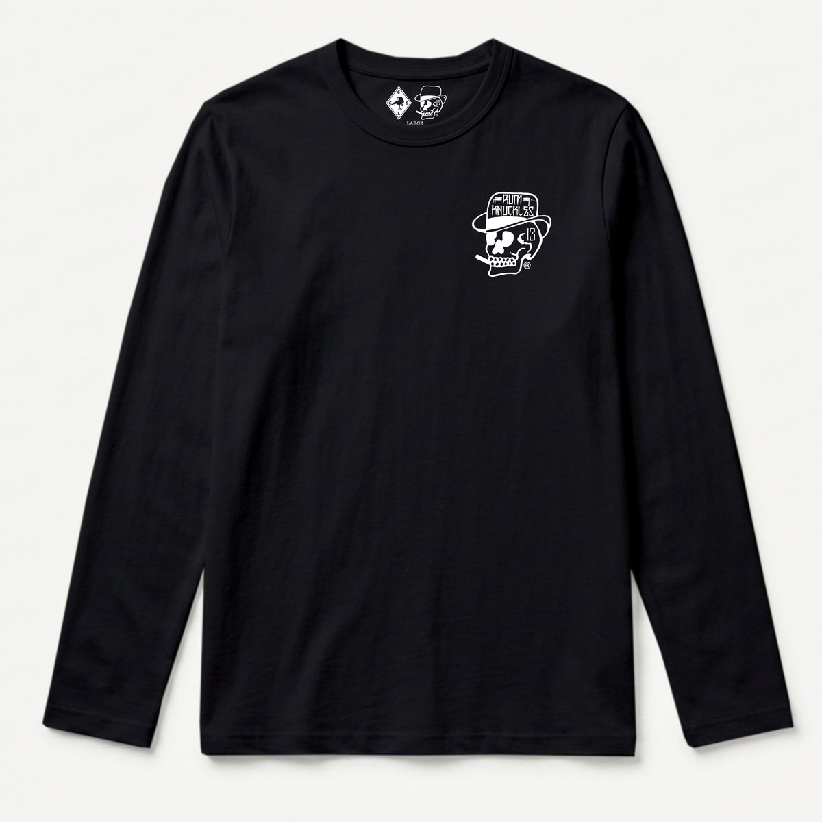 RUM KNUCKLES SMOKIN SKULL Long Sleeve Tee - Black - front