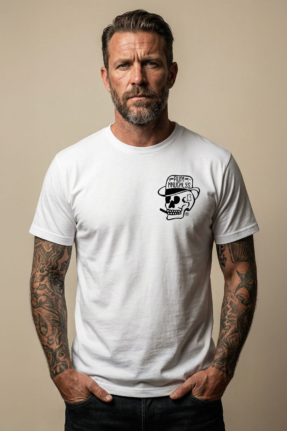 Rum Knuckles - Classic OG Skull T-Shirt - White