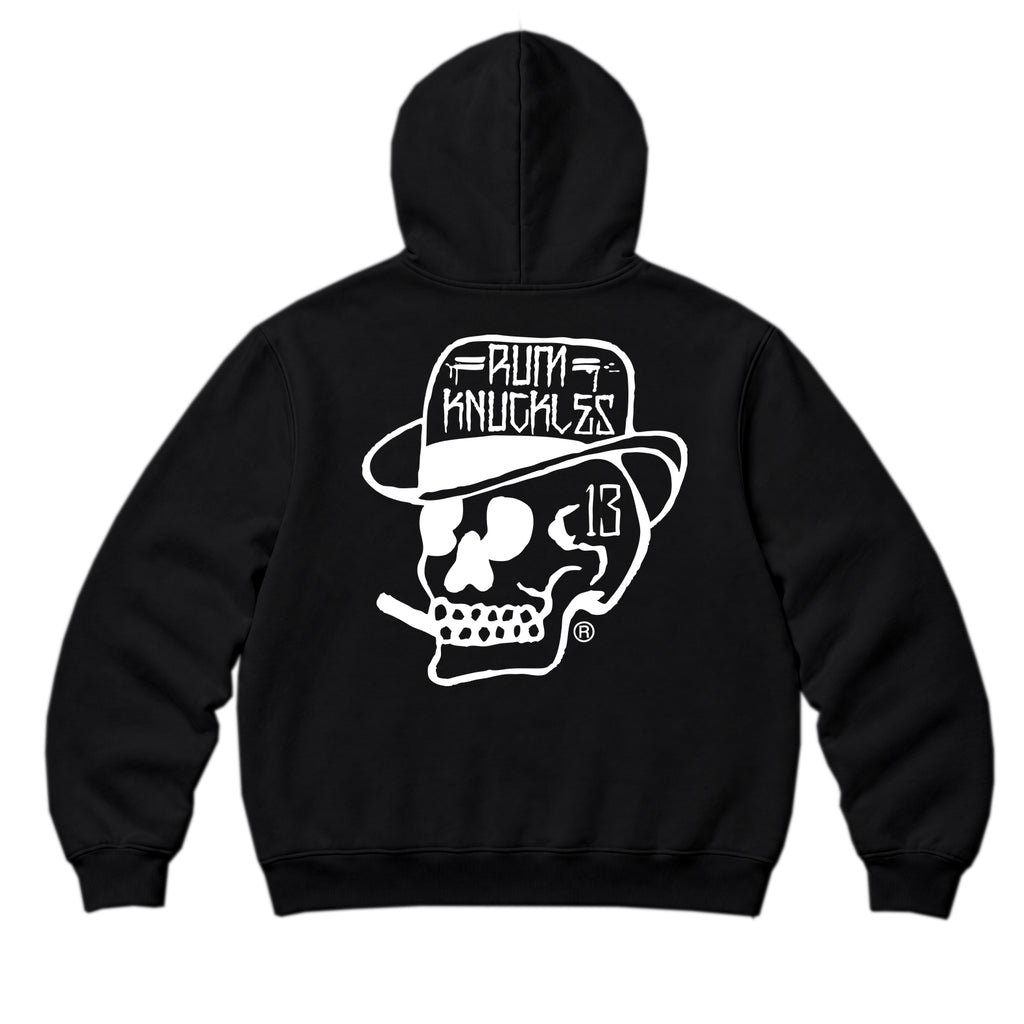 RUM KNUCKLES SMOKIN SKULL Zip Hoodie - Black - back