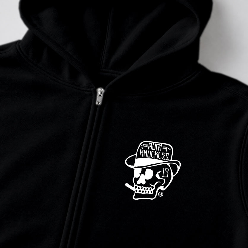 RUM KNUCKLES SMOKIN SKULL Zip Hoodie - Black - detail