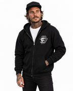 RUM KNUCKLES SMOKIN SKULL Zip Hoodie - Black - model front