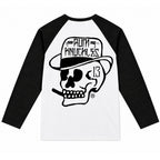 RUM KNUCKLES SMOKIN SKULL Baseball Tee - White/Black - back