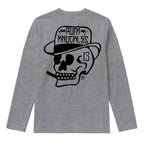 RUM KNUCKLES SMOKIN SKULL Long Sleeve Tee - Heather Grey - back