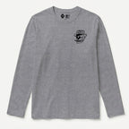 RUM KNUCKLES SMOKIN SKULL Long Sleeve Tee - Heather Grey - front