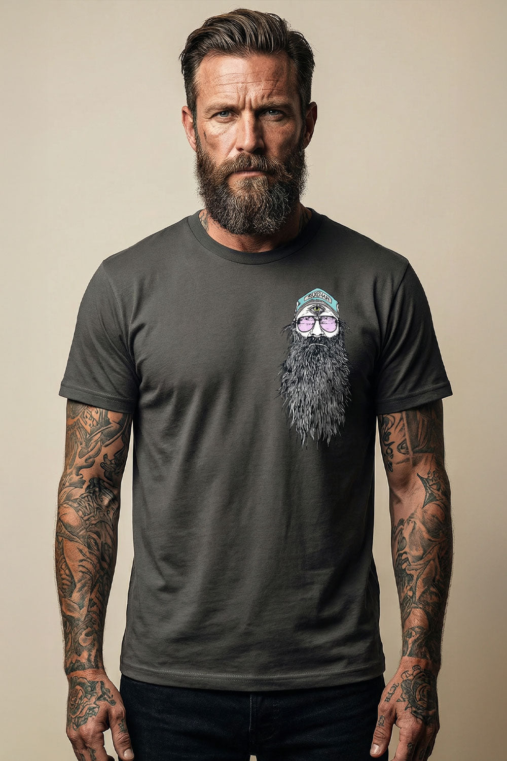 Rum Knuckles - Helmet Skull T-Shirt - Charcoal