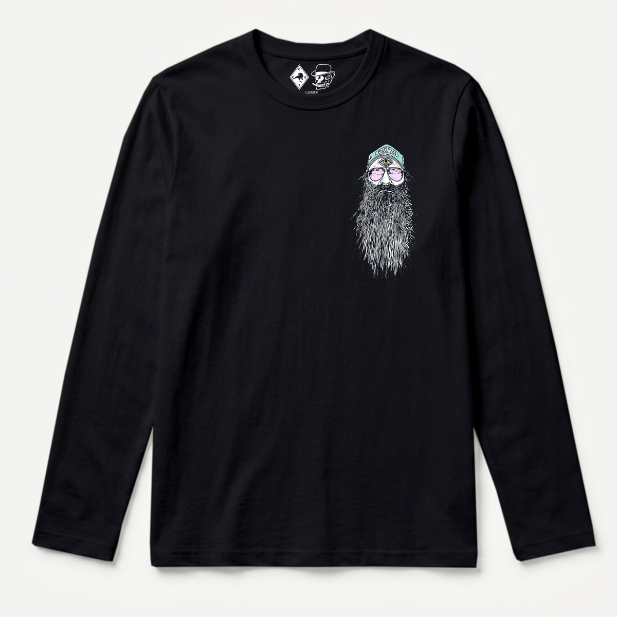 RUM KNUCKLES BEARDY MAN Long Sleeve Tee - Black - front