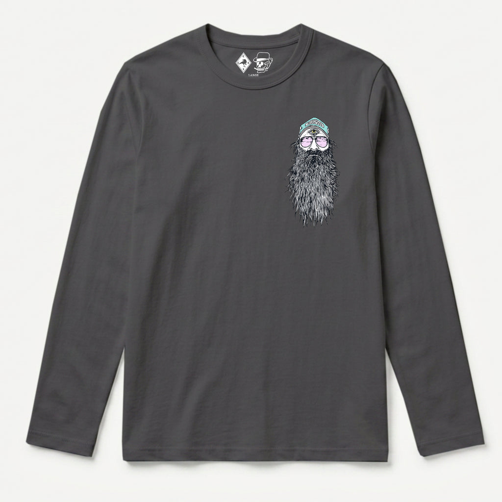 RUM KNUCKLES BEARDY MAN Long Sleeve Tee - Charcoal - front