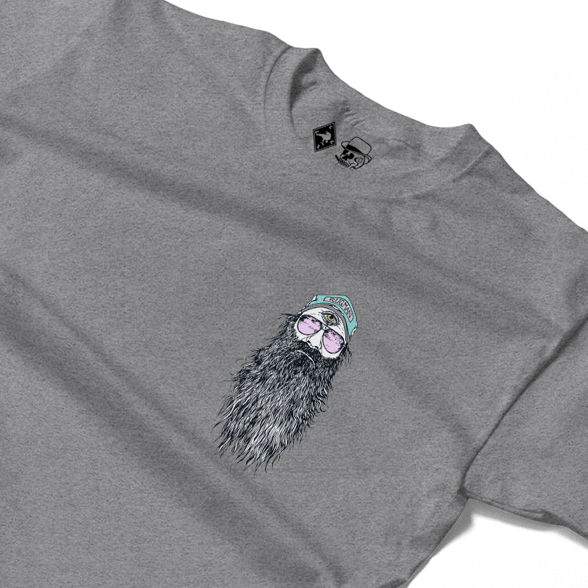 RUM KNUCKLES BEARDY MAN Long Sleeve Tee - Heather Grey - detail