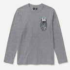 RUM KNUCKLES BEARDY MAN Long Sleeve Tee - Heather Grey - front