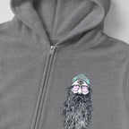 RUM KNUCKLES BEARDY MAN Zip Hoodie - Heather Grey - detail