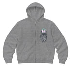 RUM KNUCKLES BEARDY MAN Zip Hoodie - Heather Grey - front