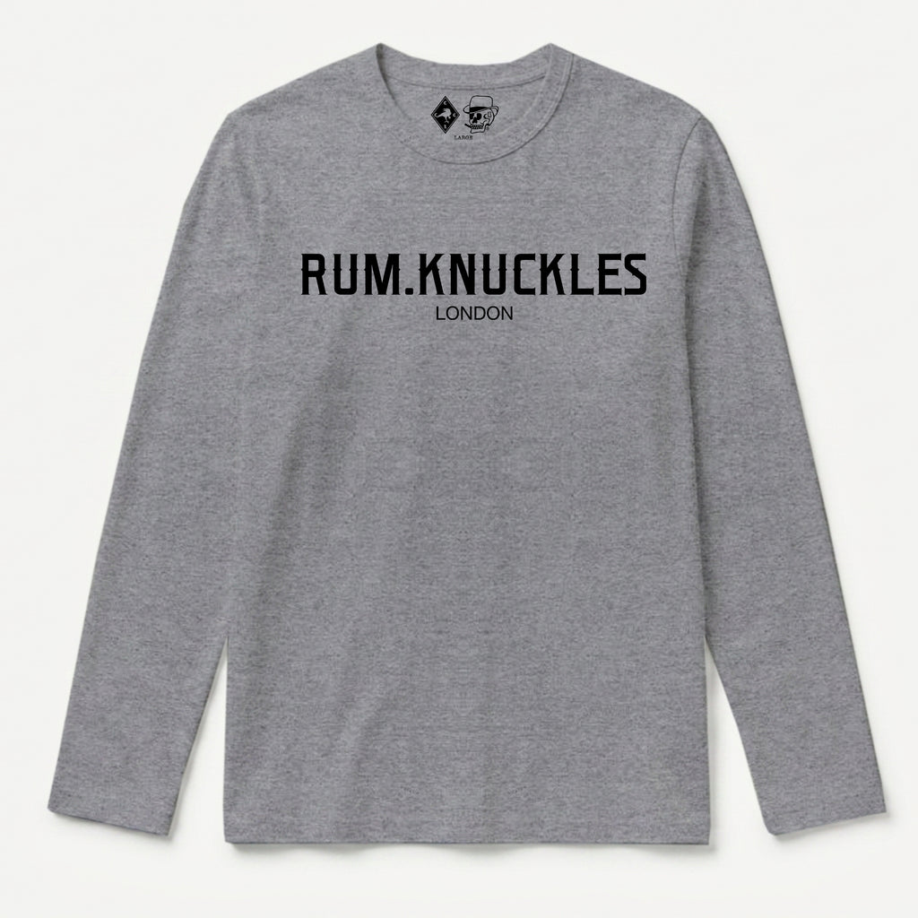 RUM KNUCKLES RK LONDON Long Sleeve Tee - Heather Grey - front