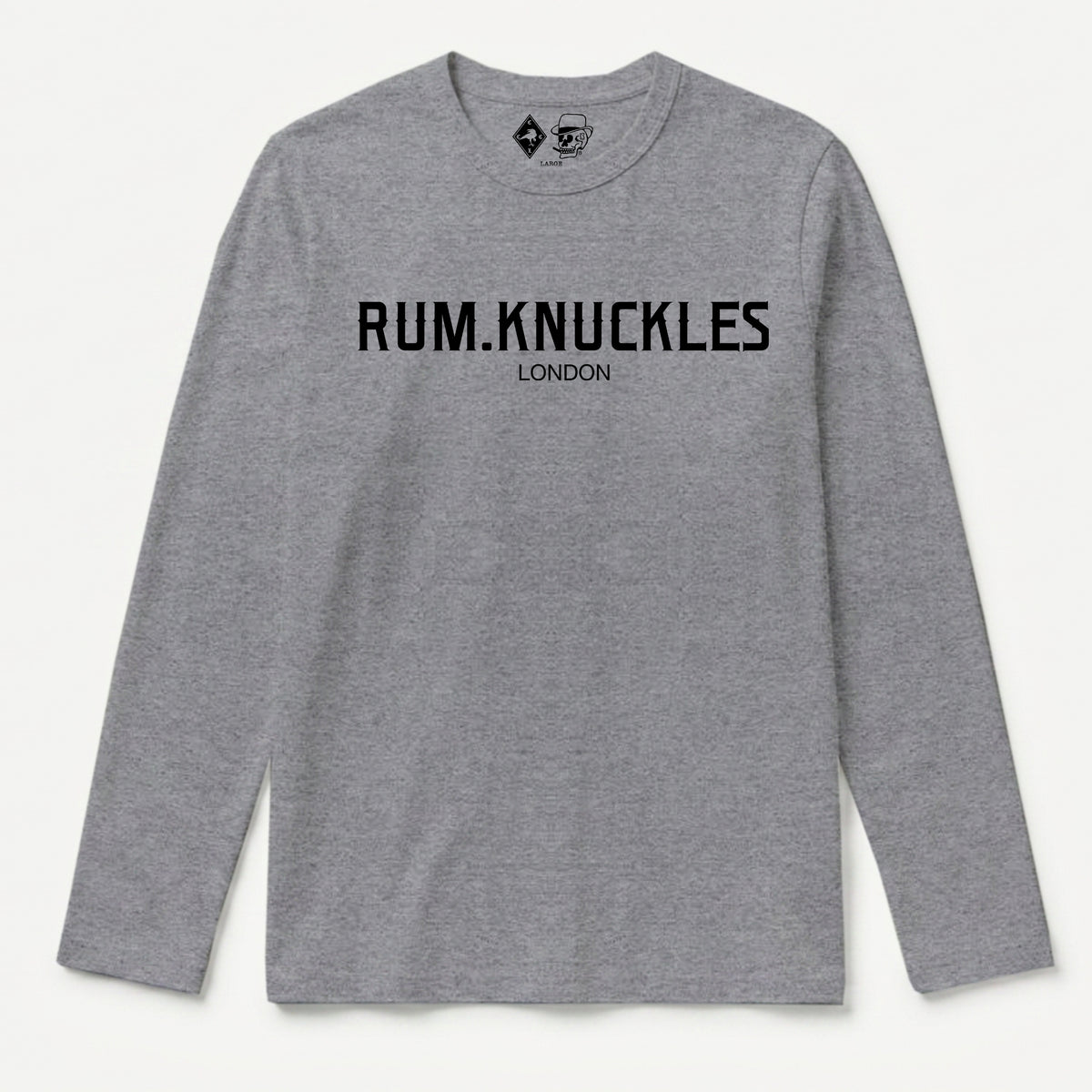 RUM KNUCKLES RK LONDON Long Sleeve Tee - Heather Grey - front