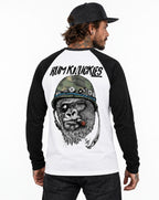 RUM KNUCKLES SILVERBACK Baseball Tee - White/Black - model back