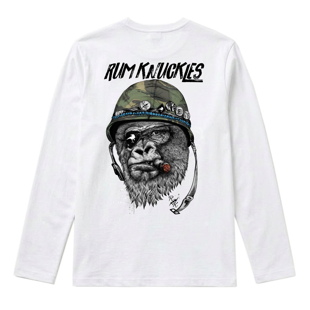 RUM KNUCKLES SILVERBACK Long Sleeve Tee - White - back