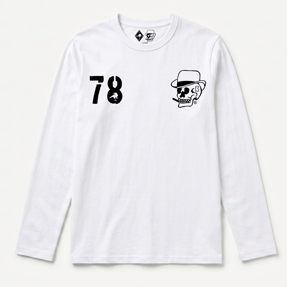 RUM KNUCKLES SILVERBACK Long Sleeve Tee - White - front