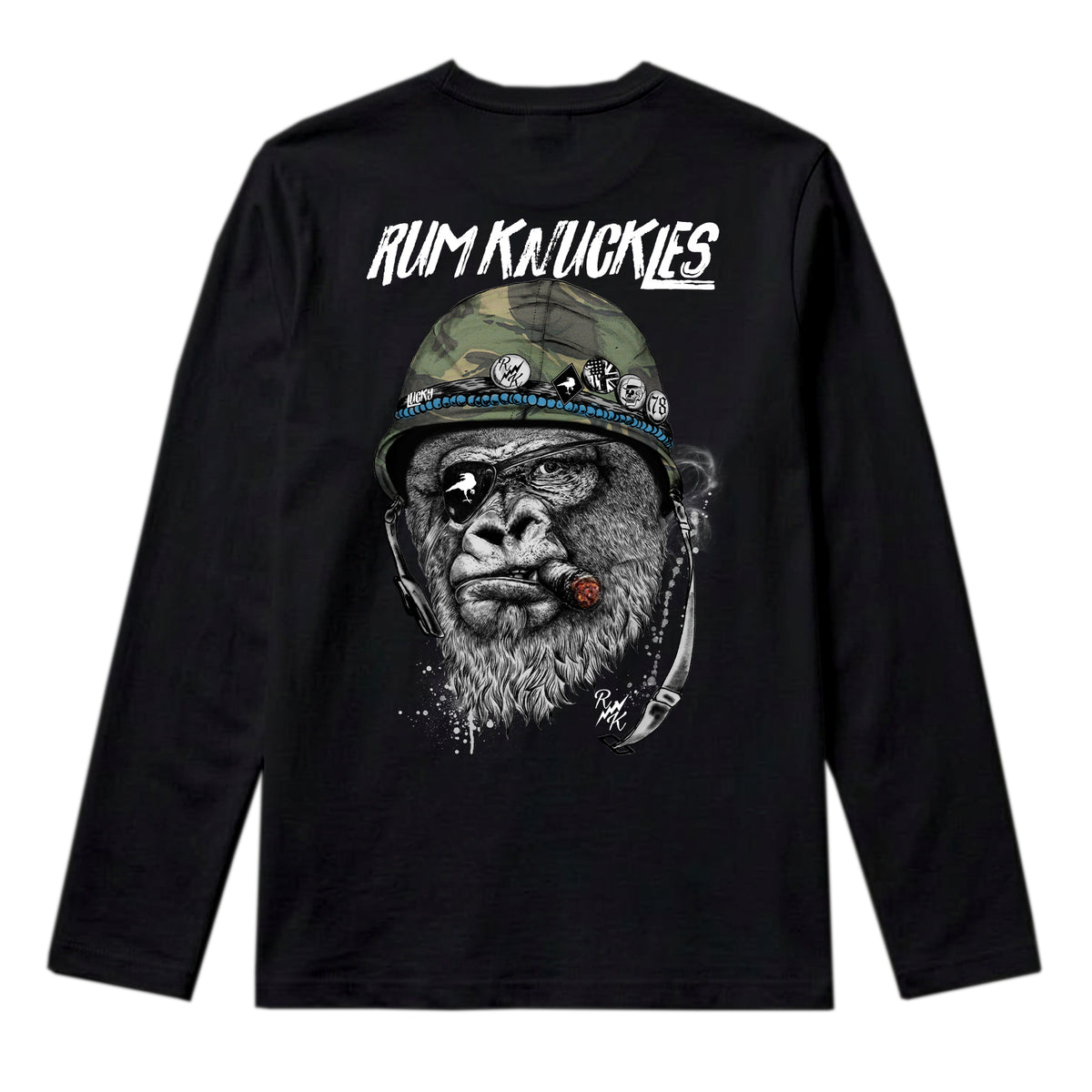 RUM KNUCKLES SILVERBACK Long Sleeve Tee - Black - back