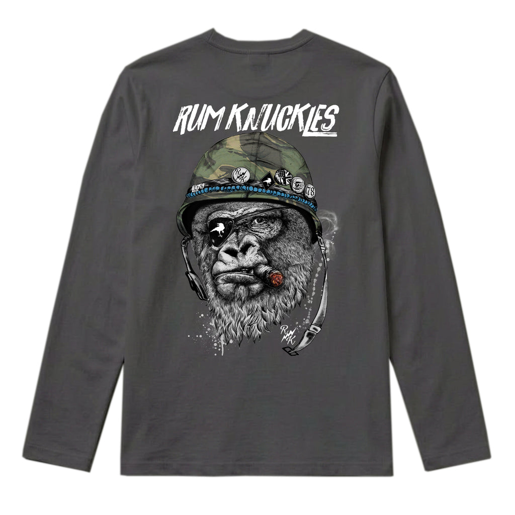 RUM KNUCKLES SILVERBACK Long Sleeve Tee - Charcoal - back