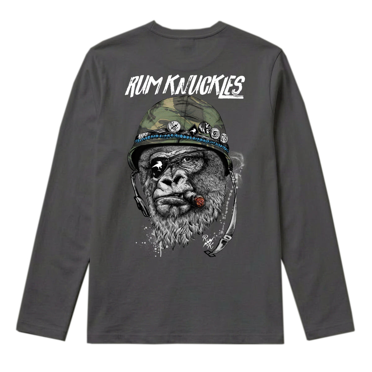 RUM KNUCKLES SILVERBACK Long Sleeve Tee - Charcoal - back