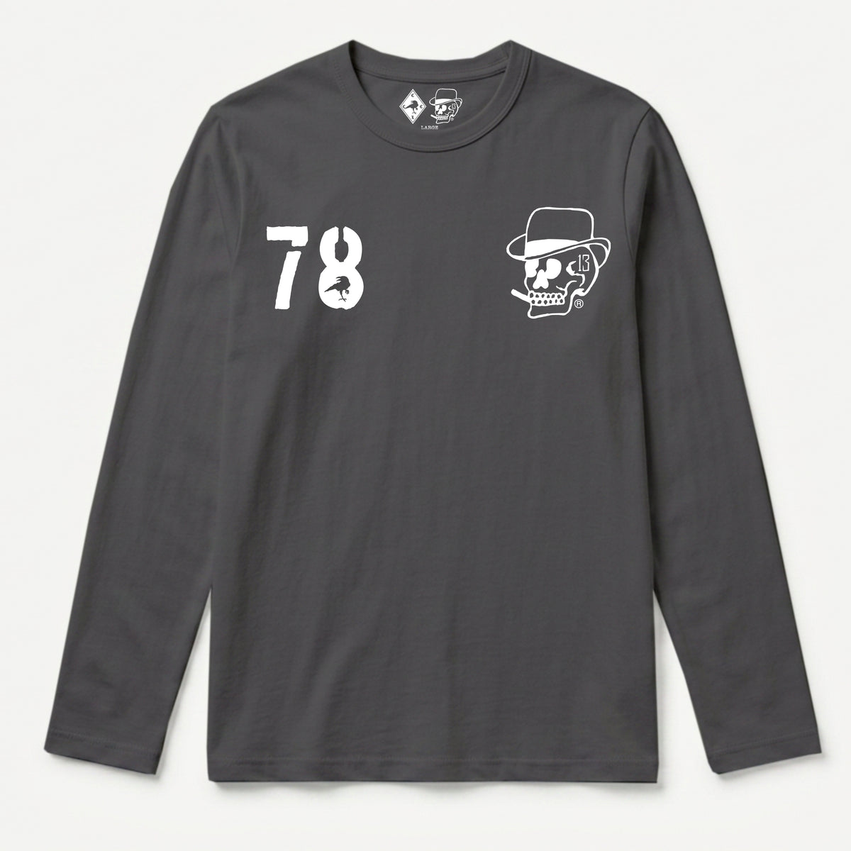 RUM KNUCKLES SILVERBACK Long Sleeve Tee - Charcoal - front