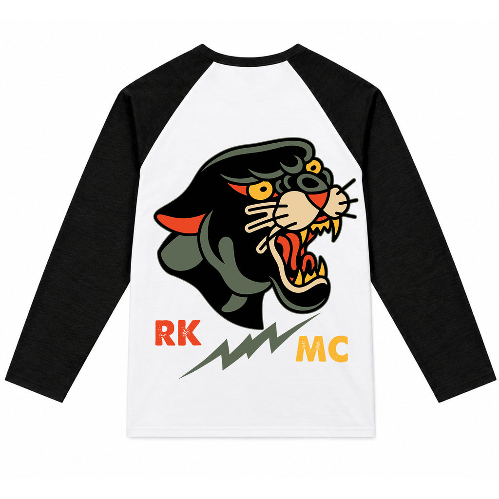 RUM KNUCKLES PANTHER MC Baseball Tee - White/Black - back