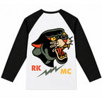 RUM KNUCKLES PANTHER MC Baseball Tee - White/Black - back